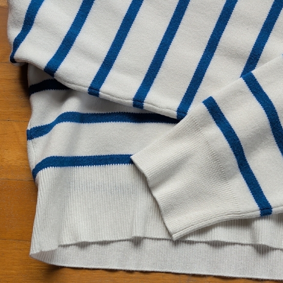 Mango Cream and Blue Striped V-Neck Sweater - Picture 5 of 8